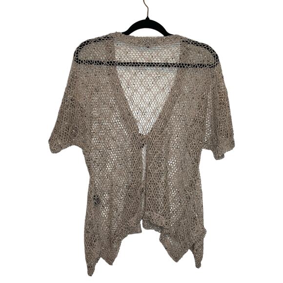Mirror Image Y2K cardigan short sleeve beige goblin cottage whimsygoth grunge S - Picture 2 of 9